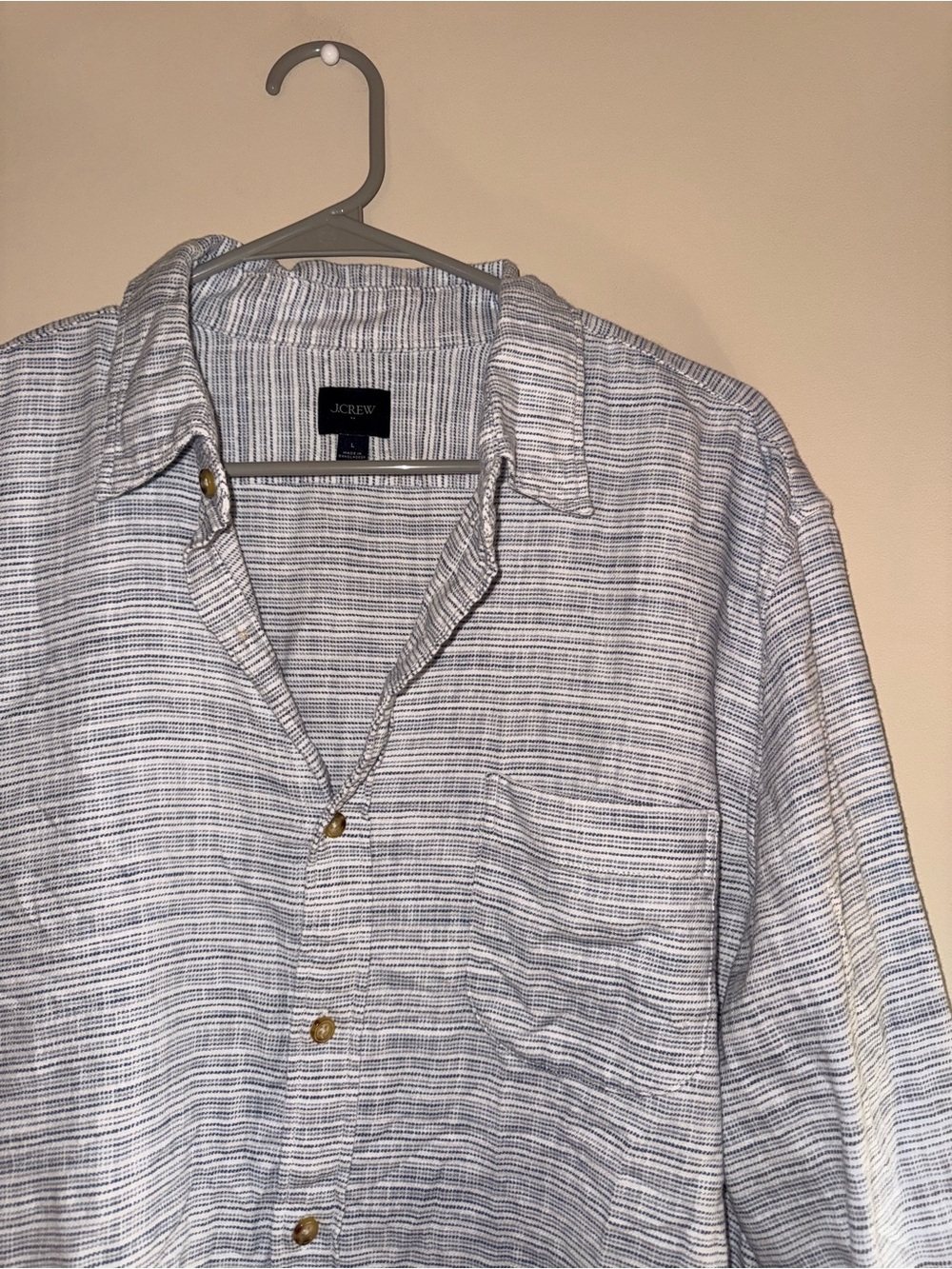 J. Crew Men's Light Blue & White Striped Lightweight Shirt Jacket